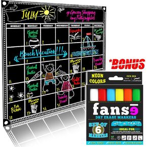 18" x 14" Dry Erase Monthly Magnetic Calendar for Refrigerator with Marker Set, Magnetic Fridge Calendar and Black Board for Classroom, Dorm