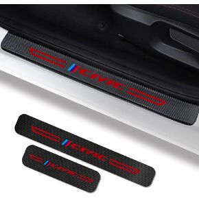 Door Sill Protector Compatible fit Honda Civic Accessories, Door Sill Guard Decoration Door Sill Scuff Plate Sticker (Red&Black)