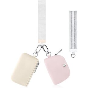 Babysun Zip Around Dual Pouch Wristlet Portable Wristlet Wallet Detachable Coin Purse Pouch for Women