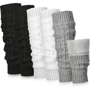 3 Pairs Winter Fleece Lined Leg Warmer for Women Skating Leg Warmer Long Boot Socks for Women Skating Every Day Wear