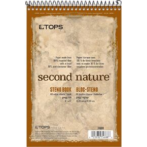TOPS Second Nature Steno Books, 6" x 9", Gregg Rule, 80 Sheets, 12 Pack (74688), White