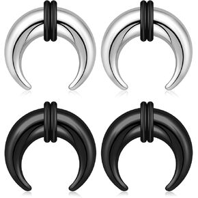 Longbeauty 8G 6G 4G 2G Septum Pincher Tapers Surgical Steel Septum Stretching Kit C Shape Septum Piercing Jewelry Stretched Ears Nose Horseshoe Septum Rings for Women Men