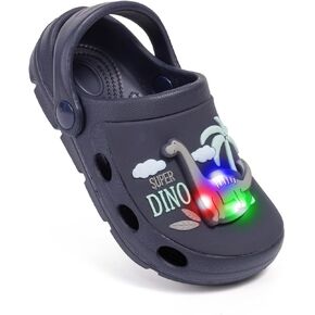 Casazoe Toddler Kids Boys Girls LED Garden Clogs EVA Summer Outdoor Light Up Slip On Shoes Cute Dinosaur Unicorn Water Sandals Lightweight Slipper Slides Beach Pool Play Shoes