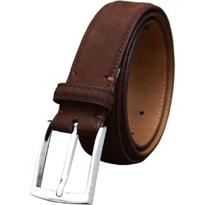 Handmade Nubuck Leather Men's Belt Contrast Stitching Casual Dress Belts