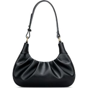 KKXIU Shoulder Bag Crescent Handbag Ruched Purse Underarm Bag Mini Hobo for Women,Detachable Gold Chain Crossbody Bag