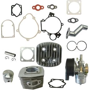47mm(1.85in) Cylinder Head Piston with Carburetor Kit for 66cc 80cc 2 Stroke Engine Motorized Bicycle Bike Motor