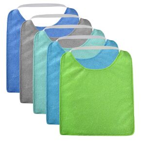 Vicloon Baby Bibs, 8Pcs Terry Bib Set, Baby Bibs for Girls & Boys, Terry Drool Cotton Bibs Waterproof Protection, Adjustable Hook-&-Loop Closure, Baby Bibs for Drooling and Teething(Blue)