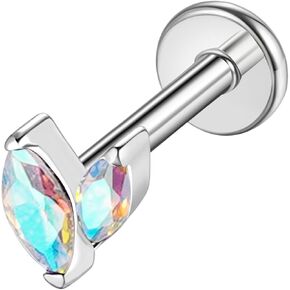 G23 Titanium Flat Back Earrings Studs 16g F136 Implant Grade Titanium Labrets Press Fit Threadless Push In Dainty Cartilage Helix Conch Lobe Lip Tragus Piercing Jewelry