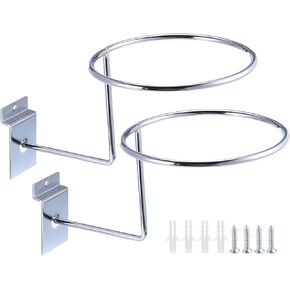 uxcell 2Pcs Motorcycle Accessories Helmet Holder, 12.5cm Metal Helmet Holder Wall Mount for Helmet Caps Hats Jacket Basketball Football, Silver Tone