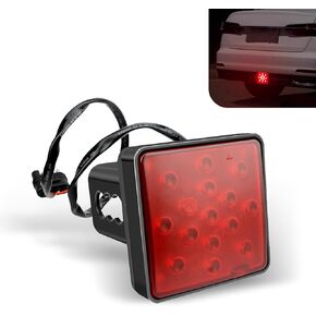 1 PC Car 3.2" 12V Hitch Tail Light, Super Bright Waterproof 15 LED Brake Light for 1.96" Insertion Port, Non-polarity Design Plug and Play Bulb with Wiring Harness, Unviersal for Cars (Black)