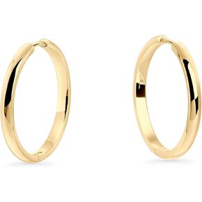 MIA Jewelry Circus Large Huggie Hypoallergenic Earrings | Plain Minimal Round Gold Hoops 30mm | Sustainable Stainless Steel | Long-Lasting PVD Gold Plating | Comfortable Clasp | No Allergic Reactions