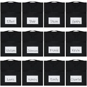 8 قطع من حقيبة الكتب المصنوعة من النايلون الأسود مع حقيبة كتب مخيطة على مقبض للفصل الدراسي، وبطاقة اسم واضحة وحقائب قراءة مقاومة للماء من الورق المقوى الأبيض، ومستلزمات الواجبات المنزلية للطلاب والأطفال، مقاس 9.8 × 11.8 بوصة in Kuwait