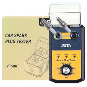 Car Spark Plug Tester, JUTA VT500 Automotive Engine Ignition Plug Analyzer 110V with Protective Cover Spark Plug 0 to 6000rpm with Double Hole 12MM Spark Plug Socket