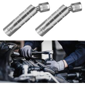 14MM & 16MM Magnetic Swivel Spark Plug Socket Removal Tool, 3/8 Inch Drive Magnetic Thin Wall 12 Point Spark Plug Gap Tool, Automotive Replacement Spark Plug Socket Set