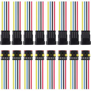 10 Kits 4 Pin Connector Waterproof Connector 16 AWG 4 pin Plug Auto Electrical Wire Connectors, Male Female Quick Disconnect Wire Connectors for Car Truck Motorcycle Marine Boat