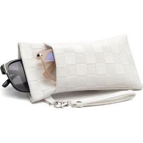 Face Shadow Double Glasses Case PU Soft Eyeglass Case For Women Men Squeeze Top Sunglasses Case With Cleaning Cloth