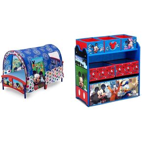 Delta Children Toddler Tent Bed, Disney Mickey Mouse & Disney Mickey Mouse 6 Bin Design and Store Toy Organizer