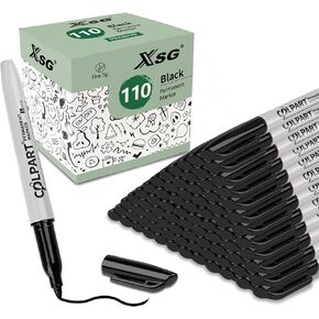 Permanent markers, 110 Packs Permanent Markers Black, Fine Point Permanent markers bulk，Premium waterproof Black Permanent Markers，Smooth&Quick Drying Permanent Markers for Office & School Supplies