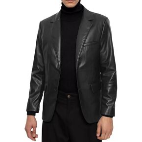 Leather Blazer for Men Real Lambskin Mens Leather Blazer Classic 2 Buttons Black Leather Blazer Men Sport Coat