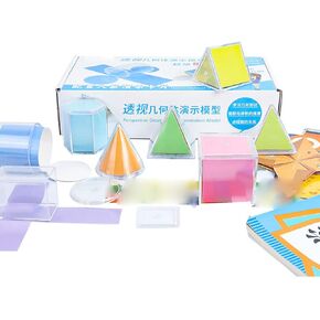Geometric Solids, 8Pcs Clear Geometric with Folding Geometric Card Paper Educational 3D Shapes Removable LidsTransparent Geometric