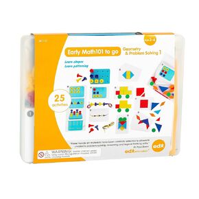 edxeducation Early Math101 To Go - Ages 3-4 - Geometry & Problem Solving - In Home Learning Kit for Kids - Homeschool Math Resources with 25+ Guided Activities
