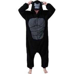 Adult Gorilla Costume, Animal Gorilla Onesie Pajamas Halloween Cosplay One-Piece Cozy and Fun Loungewear