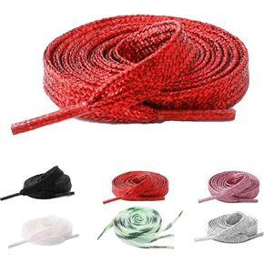 Flat Shoelaces for Sneakers Glitter Shiny Shoe laces Different Lengths of 5 Pairs Shoelaces