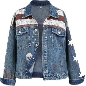 Women's Button Down Denim Jacket High Waist Denim Jacket Cosplay Denim Jacket