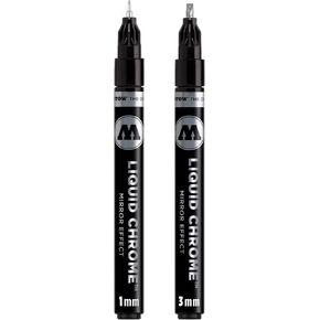 Molotow Liquid Chrome Marker Calligraphy Set 1 (Bullet Tip 1.0 mm and Calligraphy Tip 3.0 mm, Special Ink with Real Mirror Effect) Chrome