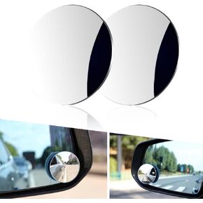 2 PCS Car Blind Spot Mirror, Convex Round Vehicle Reversing Rear View Mirror, 360 Degree Frameless Design, Universal Adjustable Reflective Mirror for Most Cars (White)