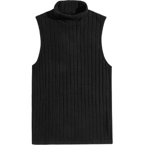 OYOANGLE Men's Casual Turtleneck Sleeveless Ribbed Knit Slim Fit Vest Tank Top