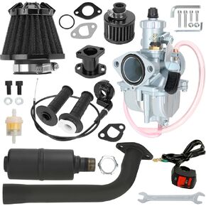 YOXUFA Predator 212 Stage 2 Kit VM22 Racing Carburetor Exhaust Muffler Throttle Assembly for 224cc 196cc Coleman CT200U BT200X Baja MB200 GX160 6.5HP Engine Mini Bike Go Kart High Performance Parts