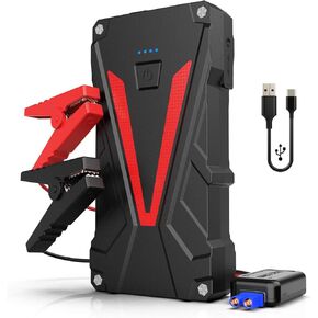 Car Battery Jump Starter 2500A 13800mAh Jump Box (8.0L Gas/7.0L Diesel) Portable Car Jump Starter Battery Pack 12V Lithium Car Battery Jumper Starter with German Jumper Cables, Fast Charge, Compact