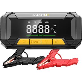 AUXITO Car Battery Jump Starter(All Gas/Diesel) 8000A Portable Jump Box Boost Force Start Function 60W Fast Charging 160W DC Output Portable Jump Starter for 12V Vehicle 700LM Super Bright Flashlight
