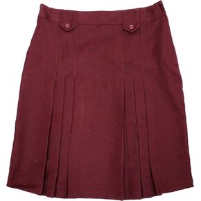 French Toast Little Girls' Front Pleated Skirt with Tabs, Burgundy, 18