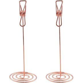 2PCS Silver Photo Holder Table Number Holder Place Card Holder Memo Holder Clips Vertical Note Holder Clasp Holder Photo Number Stand Note Clip for Wedding Party Gatherings Office Desk