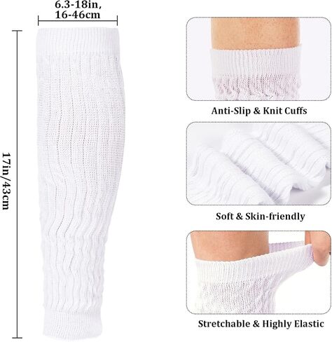 Moon Wood 80s Neon Slouch Leg Warmers for Women Leg Warmers Extra Long Knit Knee High Scrunch Socks in Saudi Arabia