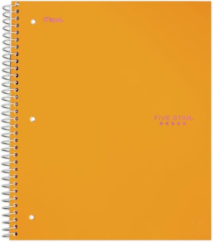 Five Star Spiral Notebook, 1 Subject, College Ruled Paper, 100 Sheets, 11" x 8-1/2", Yellow (73475) in Saudi Arabia