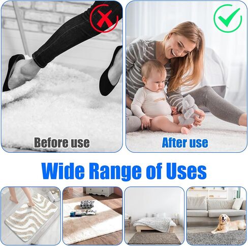 16PCS Rug Sticker for Floor, Reusable Washable Rug Gripper, Non Slip Carpet Rug Stopper for Room Kitchen Hardwood Tile Laminate Floor, Residue-Free Removal Protection Against Accident (Black) in Saudi Arabia