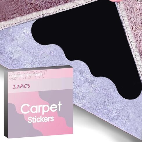 مقبض سجاد، شريط سجاد غير قابل للانزلاق، وسادة سجاد مضادة للتجعيد، ملصقات مزدوجة الجوانب قابلة للغسل وإعادة الاستخدام للأرضيات الصلبة وأرضيات البلاط والسجاد وسجادة الأرضية. (12) (12)، أسود in Kuwait