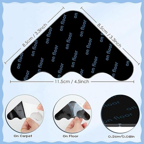 مقبض سجاد، شريط سجاد غير قابل للانزلاق، وسادة سجاد مضادة للتجعيد، ملصقات مزدوجة الجوانب قابلة للغسل وإعادة الاستخدام للأرضيات الصلبة وأرضيات البلاط والسجاد وسجادة الأرضية. (12) (12)، أسود in Kuwait