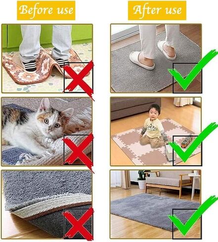 مقبض سجاد، شريط سجاد غير قابل للانزلاق، وسادة سجاد مضادة للتجعيد، ملصقات مزدوجة الجوانب قابلة للغسل وإعادة الاستخدام للأرضيات الصلبة وأرضيات البلاط والسجاد وسجادة الأرضية. (12) (12)، أسود in Kuwait