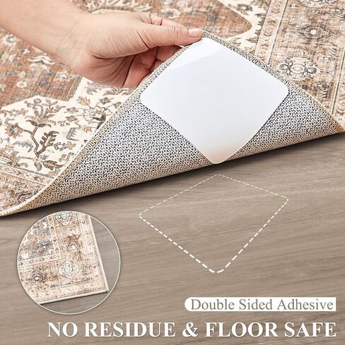 Rug Tape Carpet Sticker for Hardwood Floors - 12 PCS Anti Slip Rug Stickers Rug Grips for Wood Floor Carpet Stickers for Area Rugs to Prevent Sliding - White in Saudi Arabia