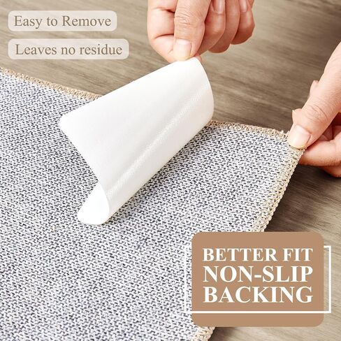 Rug Tape Carpet Sticker for Hardwood Floors - 12 PCS Anti Slip Rug Stickers Rug Grips for Wood Floor Carpet Stickers for Area Rugs to Prevent Sliding - White in Saudi Arabia