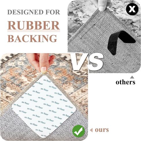 Rug Tape Carpet Sticker for Hardwood Floors - 12 PCS Anti Slip Rug Stickers Rug Grips for Wood Floor Carpet Stickers for Area Rugs to Prevent Sliding - White in Saudi Arabia