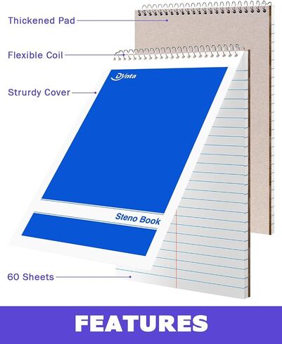 Steno Pads 18 Packs 6x9 Notebooks Bulk, Gregg Rule, 6 Assorted Covers, 60 Sheets, White Paper, Top Spiral Notepads for Home School Office College University Travel in Saudi Arabia