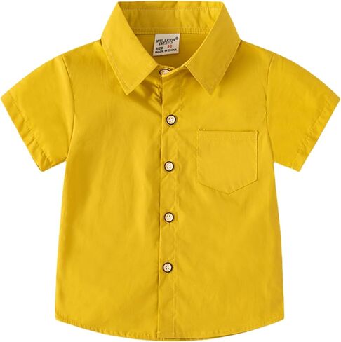 Toddler Boys' Short Sleeve Dress Shirts Cotton Casual Button Down Shirts for Little Boy in Kuwait