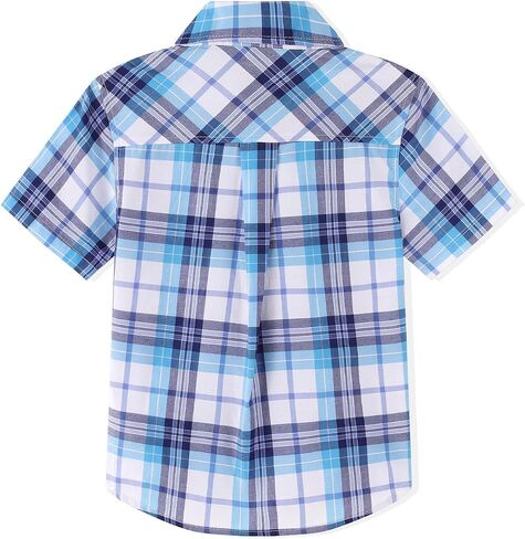 Spring&Gege Boys' Short Sleeve Button Down Shirts Casual Woven Plaid (4-12 Years) in Saudi Arabia