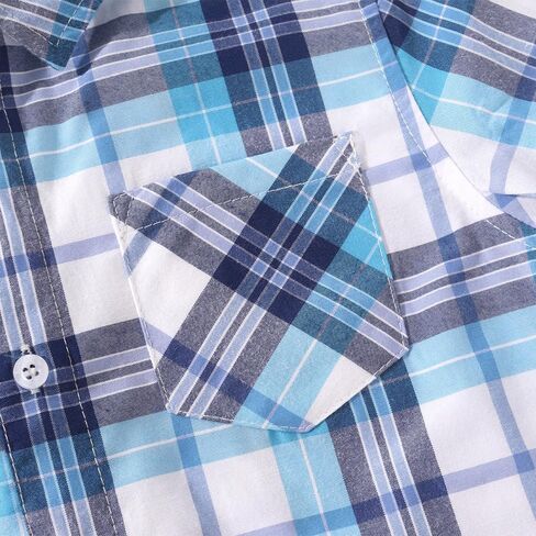 Spring&Gege Boys' Short Sleeve Button Down Shirts Casual Woven Plaid (4-12 Years) in Saudi Arabia