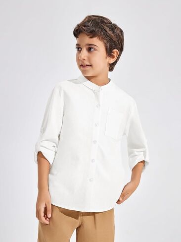 Haloumoning Boys Linen Henley Shirt Button Down Long Sleeve Shirts 5-14 Years in Saudi Arabia
